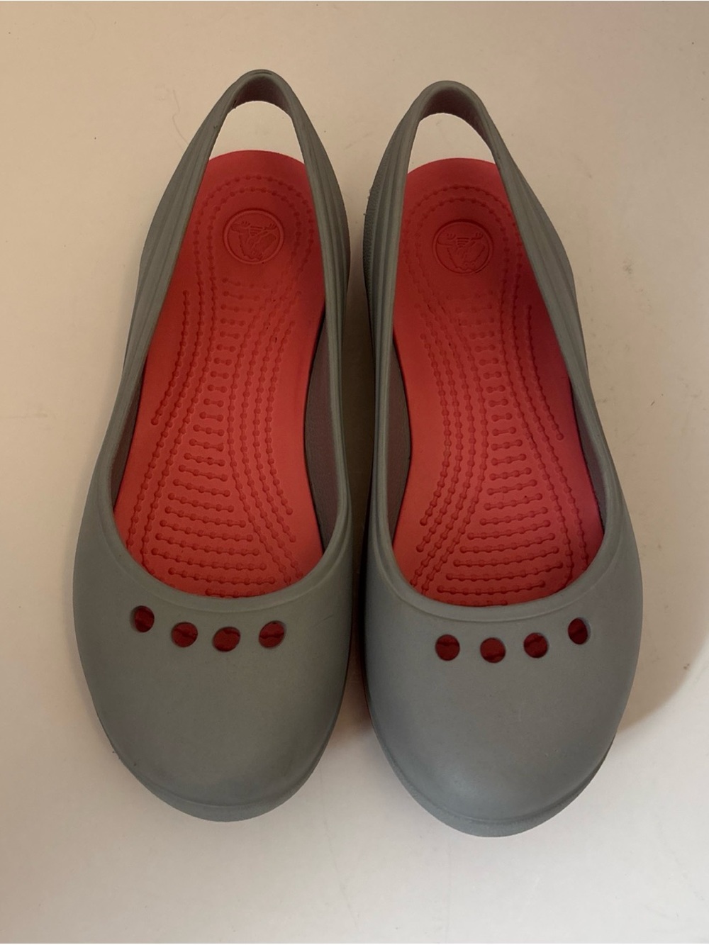 Crocs Sandals Kadee Slingback Size 6 Gray/Pink Slip On Ballet Flats Shoes